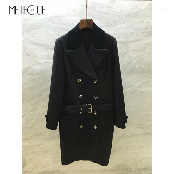 

black woolen coat women with 100% silk lining 2019 fall winter fashion double breasted button long sleeve women outfit with belt1