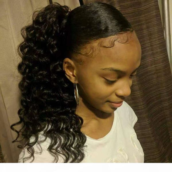 

human hair ponytail kinky curly drawstring ponytail for black women african american medium-sized updo hairpiece bun with 2 clips