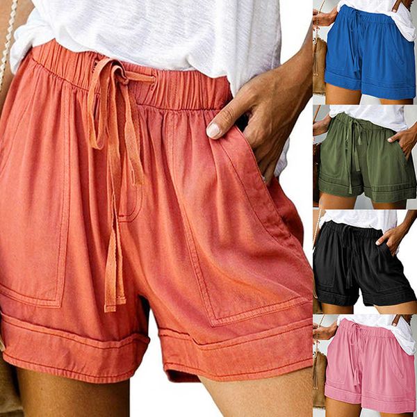 

2021 comfy cord splice casual elastic tail pot loose short feminine women shorts corto mujer, White;black