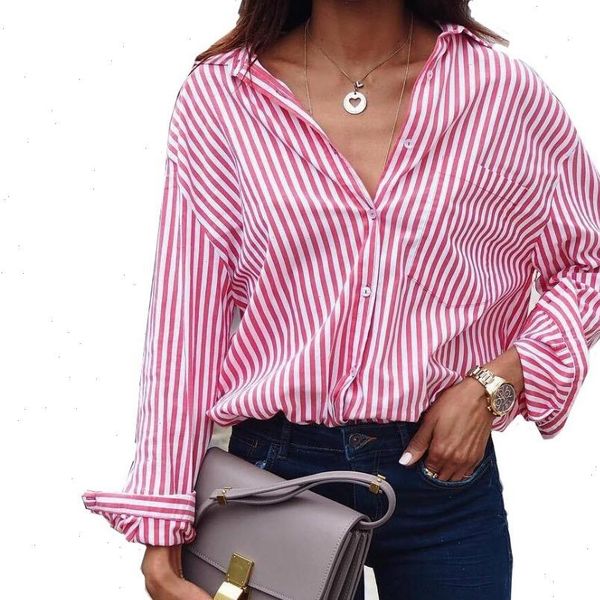

ladies striped long sleeve blouse shirt female loose blusas femme autumn fall casual women office blouses plus size 5xl, White
