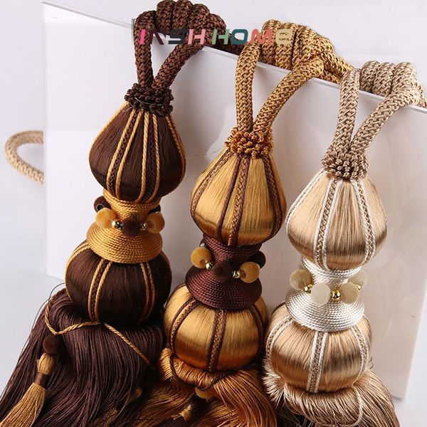 

2pcs curtain buckle strap double ball tassels tie backs home decor european style curtains accessories
