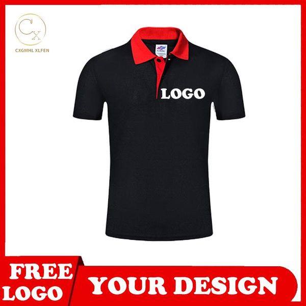 

men's polos 8-color shirt custom logo color matching lapel short sleeve printing an mens casual, White;black