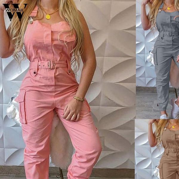 

women jumpsuit khaki pink rompers elegant pocket design cargo suspender overalls jumpsuit chic streetwear long jumpsuit, Black;white