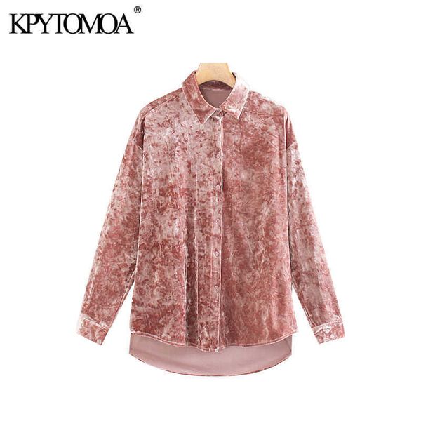

vintage stylish office wear velvet irregular blouses women fashion lapel collar long sleeve side vents shirts chic 210225, White
