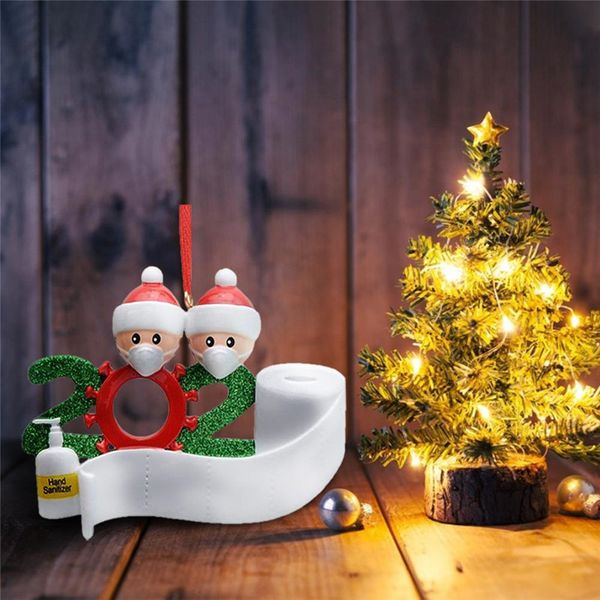 

2021 new wholesale personalized quarantine merry decoration party gift mask snowman christmas tree hanging ornament ycg1