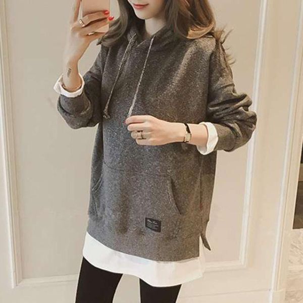 

women's hoodies & sweatshirts europe and the united states 2021 womens solid long sleeve irregular sweatshirt loose print pullover ove, Black