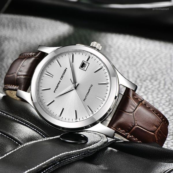 

wristwatches pagani design mechanical watch men leather band business quartz waterproof men's watches reloj hombre, Slivery;brown