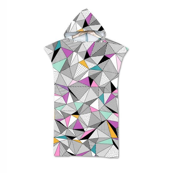 

towel geometry printed hooded beach microfiber changing bath robe poncho surf for swimming soft bathrobe cloak