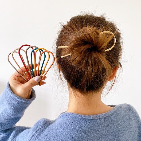 

hair accessories metal barrettes simple u shape clips bobby pins for womenÂ gold brown hairpins girls bride colorful hairpin