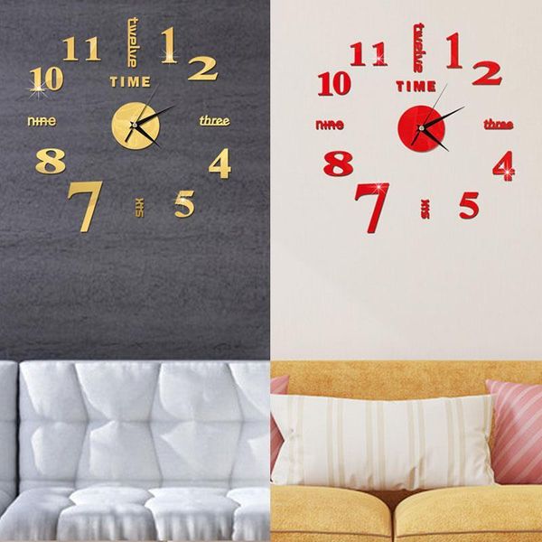 

wall clocks clock sticker mirror stickers creative cool fashion removable 4 color acrylic self-adhesive bedroom diy