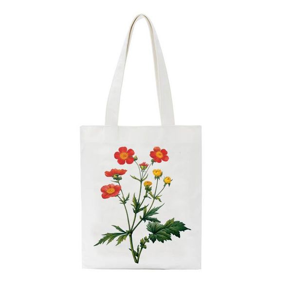 

shopping bags women foldable fashion canvas shoulder bag female tote eco schoolgirl casual handbag daily use flower plant print