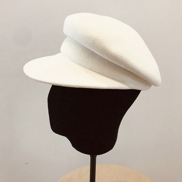 

2021 new 100% white black winter warm wool for women visor beret newsboy cap girl ladies felt church hats cabbie hat dwpu, Blue;gray