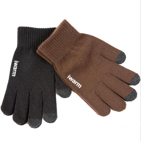 

ski gloves men knitted skiing anti-slip touch screen male warm winter mitten