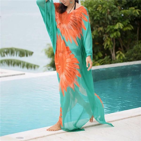 

women's swimwear bikini cover up women beach dress chiffon plus size bathing suit maxi bandage kimono cardigan, White;black