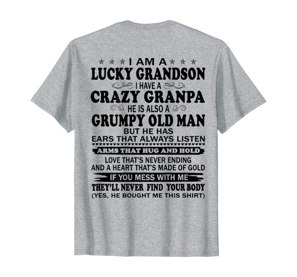 

i'm a lucky grandson i have a crazy grandpa gift t-shirt, White;black
