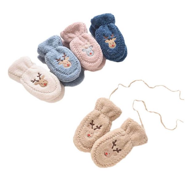 

children mittens fashion gloves knit girls accessories winter cartoon boys baby bag finger plus velvet warm cold 2-5 years b9063, White