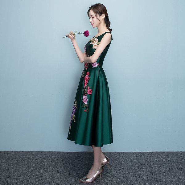 

2021New Fashion Bandage Prom Dresses Green Elegant Flowers Short Women Party Dress