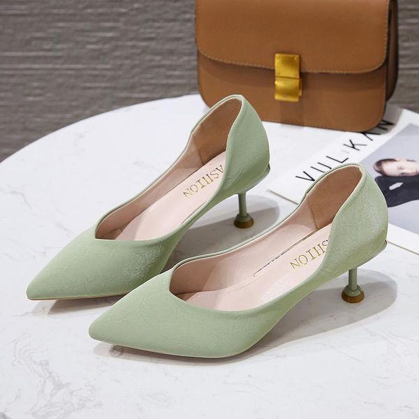 

dress shoes 2021 women pumps elegant pointed toe office lady spring summer high heels wedding bridal, Black