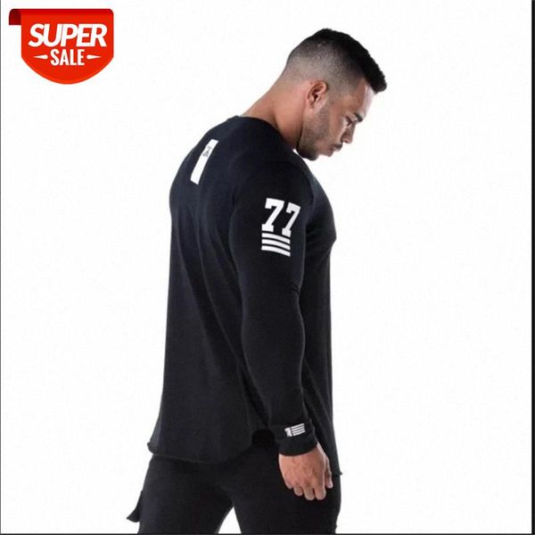 

new fashion high-elasticity sporting t-shirt men long sleeve fitness men's solid gyms bodybuilding t-shirt tee #tn4t, White;black