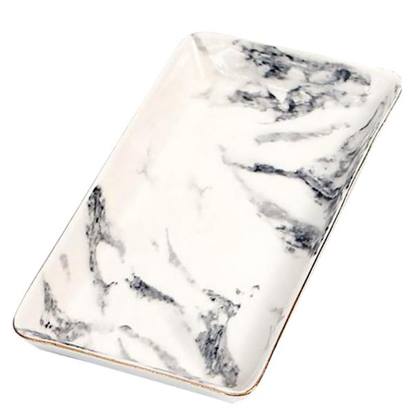 

cups & saucers 1pc ceramic saucer porcelain storage tray makeup holder marbled cosmetic organizer size black and grey