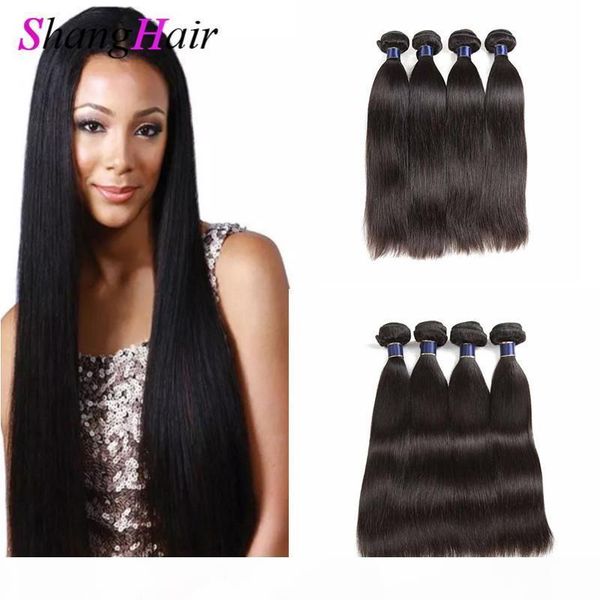 

8a peruvian virgin hair straight 4 bundles unprocessed human hair weaves brazilian malaysian indian human hair extension straight, Black