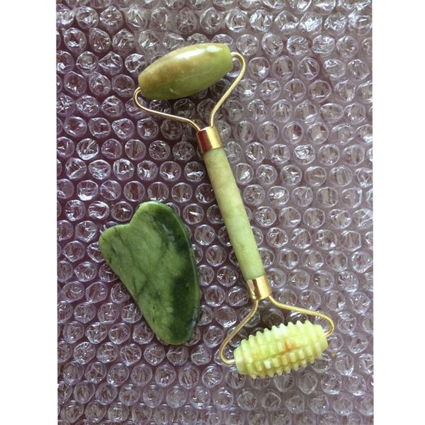 

cleaning 2p jade massagers for face body gua sha scraper beauty facial roller set natural gouache stone massage skin care lift