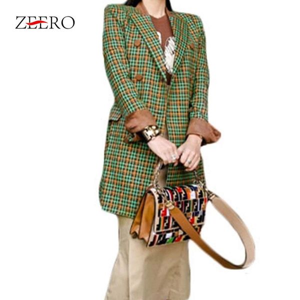 

women's suits & blazers kroean style plaid blazer women casual long jackets 2021 winter bodycon office ladies notched collar jacket coa, White;black