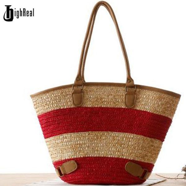 

shopping bags highreal 2021 beach bag for summer big straw handmade woven tote women travel handbags luxury designer