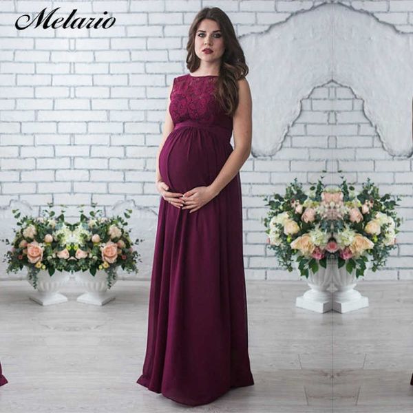MELARIO Maternidade Vestido 2021 Vestuário Gravidez Mulheres Grávidas Senhora Elegante Vestidos Rendas Partido Formal Vestido de Noite Pragnancy Y0924
