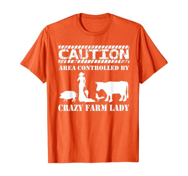 

farmer funny gift - area controlled by crazy farm lady t-shirt, White;black