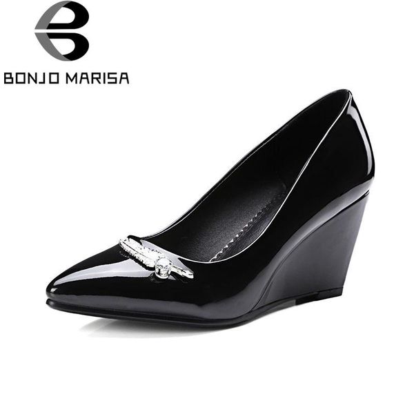 

dress shoes bonjnomarisa 2021 spring autumn elegant metal decoration women pumps high heels shallow woman big size 32-42 footwear, Black
