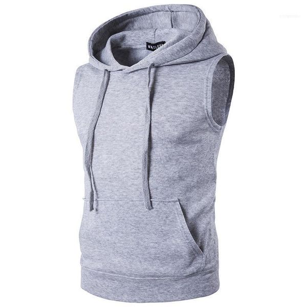 Herren Hoodies Sweatshirts Herren Großhandel - 2022 Mode Fleece Plain Fit Kapuzen ärmellose Weste Hoodies1