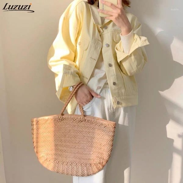 

women's jackets luzuzi denim jacket for women oversize loose 2021 spring autumn long sleeved jean female plus size yellow casual coat, Black;brown