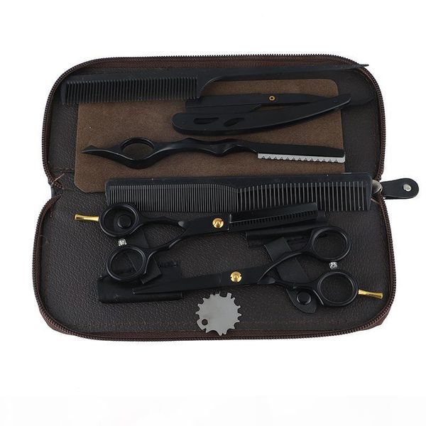 

5.5 scissors professionele haar schaar cut haar knippen salon schaar makas kapper kappersscharen zwart met scheermes