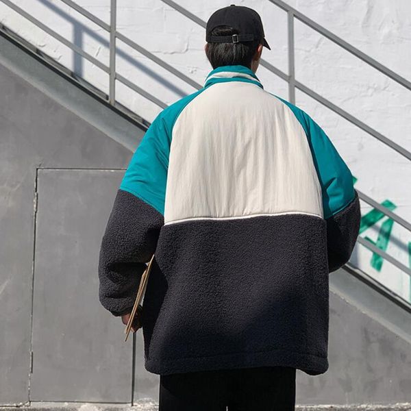 

2021 Top quality Winter Thick Lamb Fur Jacket Men's Warm Fashion Cotton Hit Color Casual Men Wild Short Coat Mens Clothes M-2xl XG91, Black