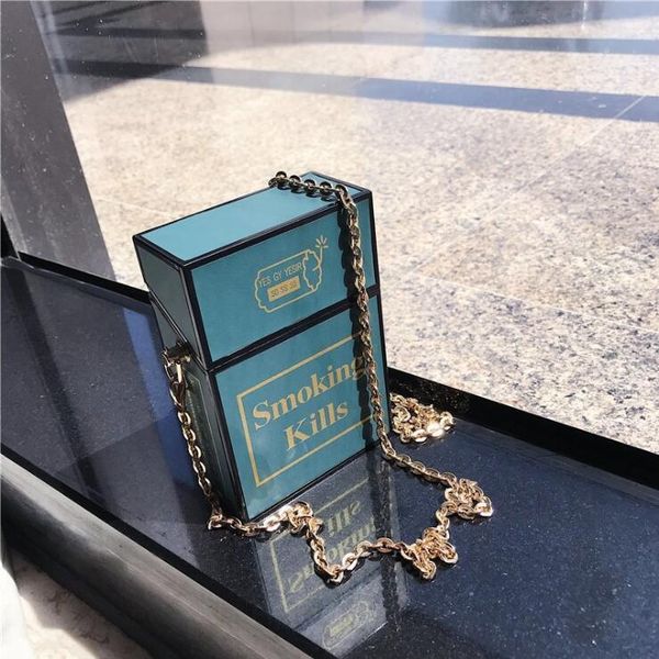 

shoulder bags 2021 creative chains box women designer cigarette case shape crossbody bag lady funny small purse chic female