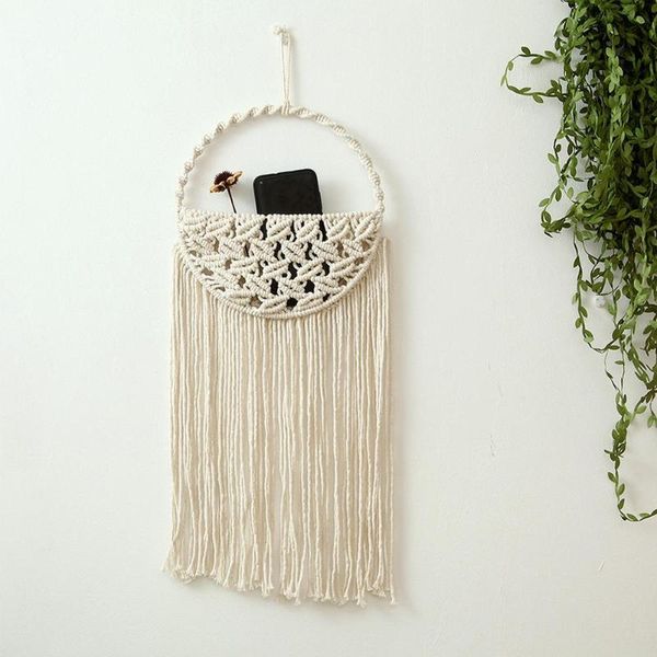 

decorative objects & figurines diy lace wall pendent weaving flower net bag mounted bohemian creative arrangement living room decor