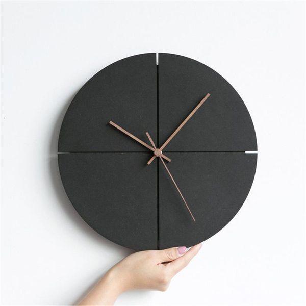 

wall clocks chic modern mdf board clock nordic round minimalist fashion black color artistic silently suzuki for cafe home decor