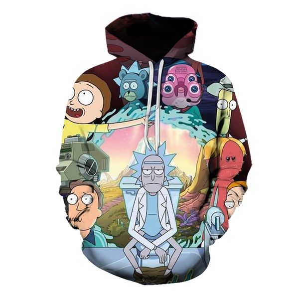 

cartoon men's 3d printing hoodie visual impact party punk gothic round neck american sweater hoodie, Black