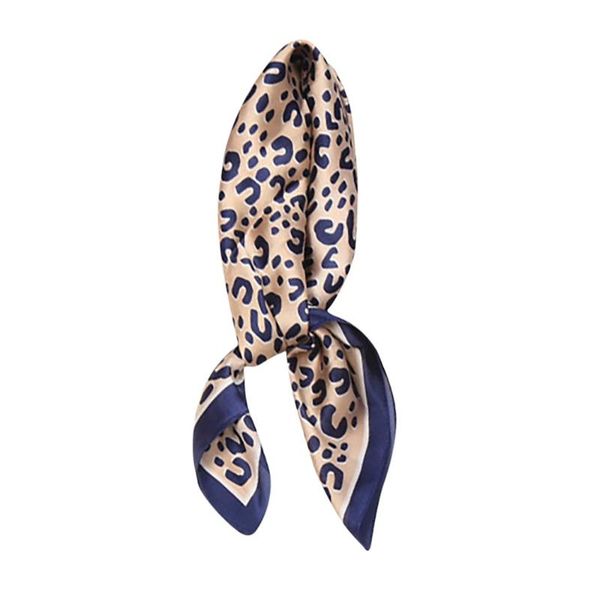 

scarves women's leopard print little silk scarf hair tie band neckerchief multi-purpose brand cotton luxury scarves#y3, Blue;gray