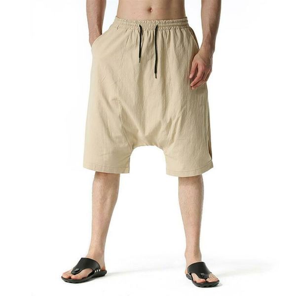 

men's shorts men drawstring elastic waist solid color casual summer beach pants loose joggers, White;black