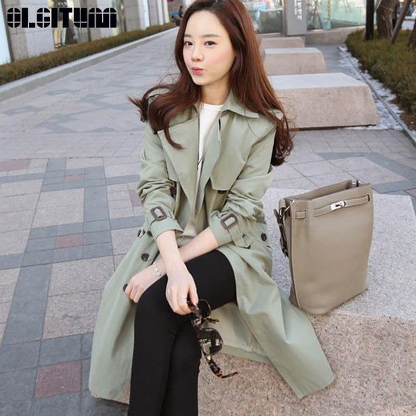 

women's jackets 2021 casual women windbreaker fashion female bf korean version of the khaki green long loose coat trench, Black;brown
