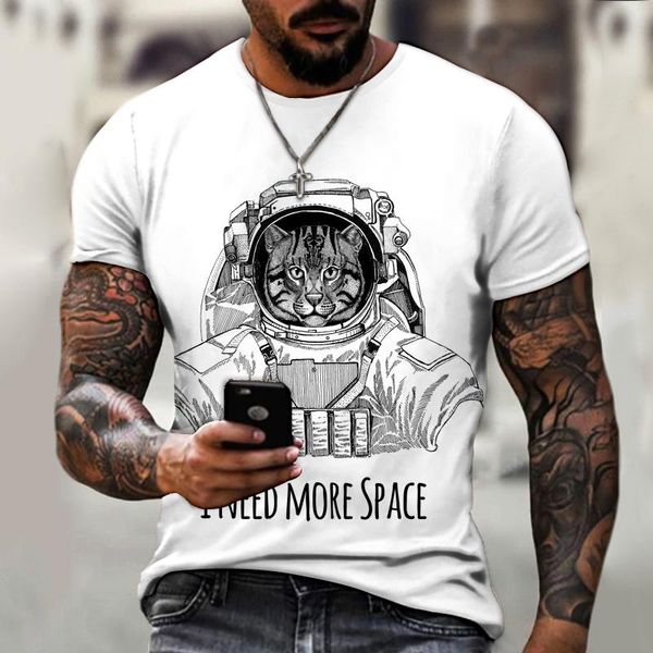 

men's t-shirts animal pattern round neck t-shirt 3d printing loose casual fashion harajuku oversized shirt black and white, White;black