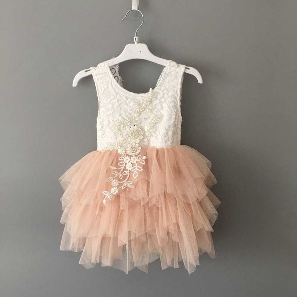 

toddler baby girls 1st birthday lace dress children tutu party gown delicate embroidery flower princess vestido 210529, Red;yellow