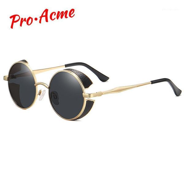 

sunglasses pro acme rerto gothic steampunk polarized men women brand designer round metal frame sun glasses pc1708, White;black