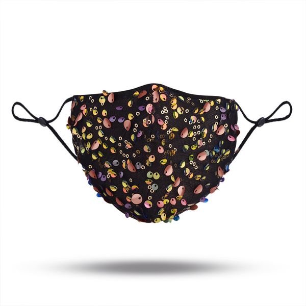 

lace breathable star mask black mask fashion exaggeration creative sequin mesh gauze mask
