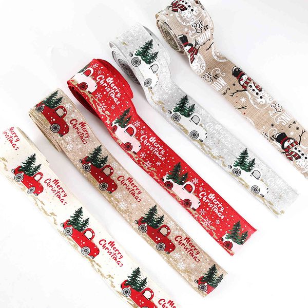 

new 6m car color christmas tree decorations snowman printing ribbon