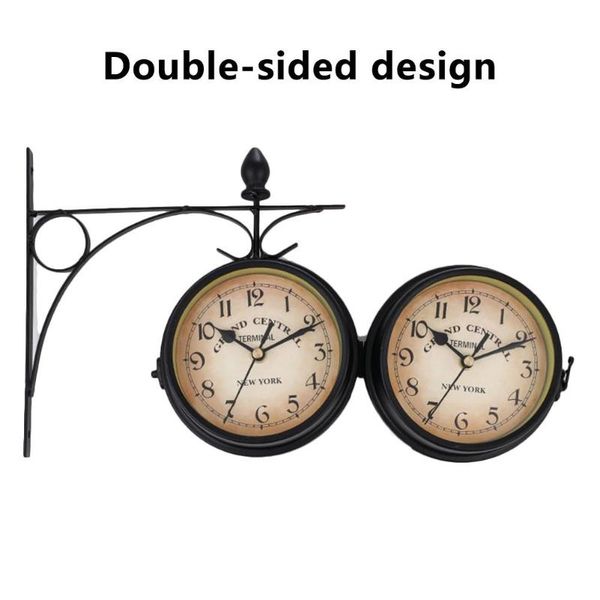 

wall clocks european clock double-sided wrought iron decorations for indoor use #cw