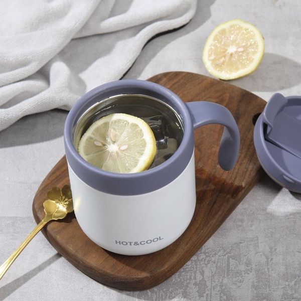 

mugs double-layer 304 stainless steel compact mini cup with lid, tea coffee cup, office drinking daily gift