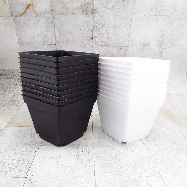 Plantadores Pots Mini Plástico Planta Flor Crescer Pot Pot Berçário Quadrado Cup Plantador Suculento Jardinagem Ferramenta de Plantação para Semente Veg Black C1